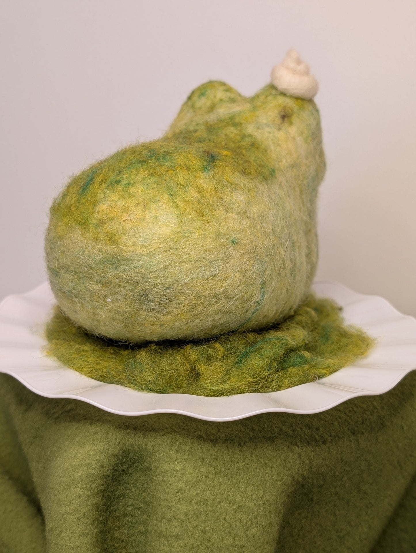 Needle Felted Matcha Pudding Cat