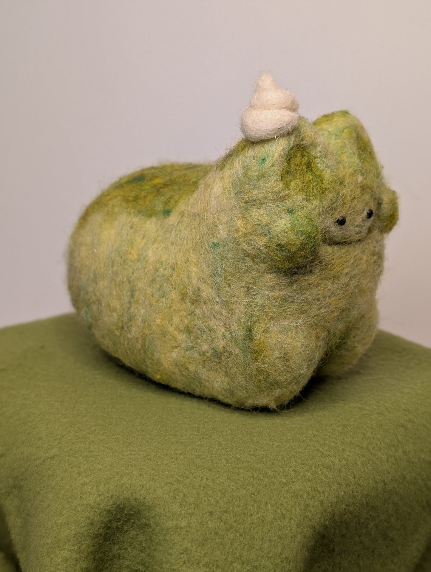 Needle Felted Matcha Pudding Cat
