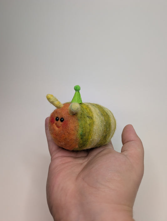 Needle Felted Very Hungry Green Worm