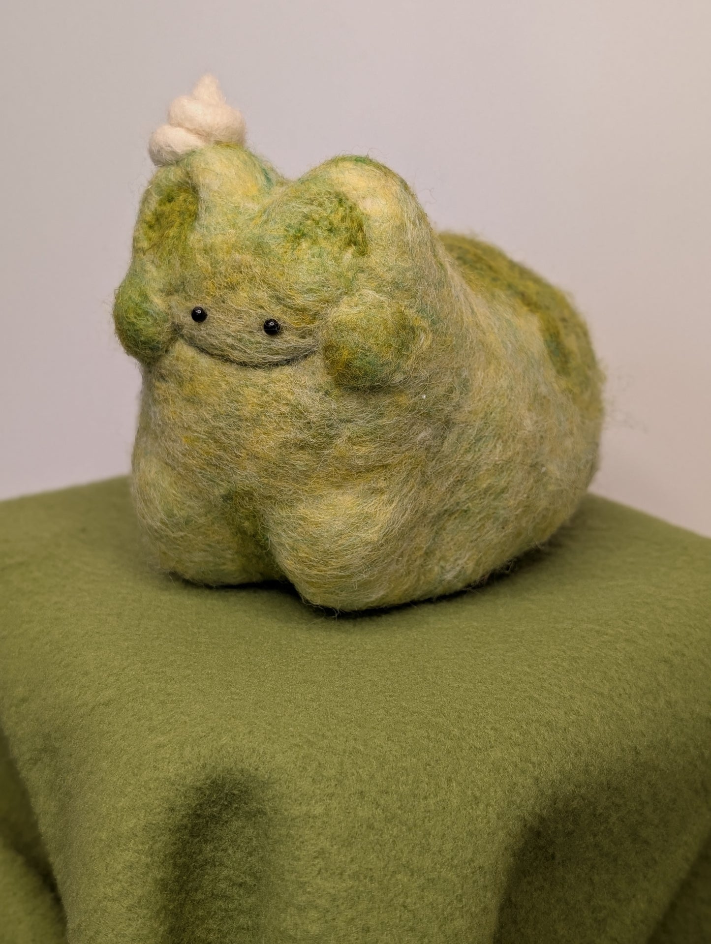 Needle Felted Matcha Pudding Cat