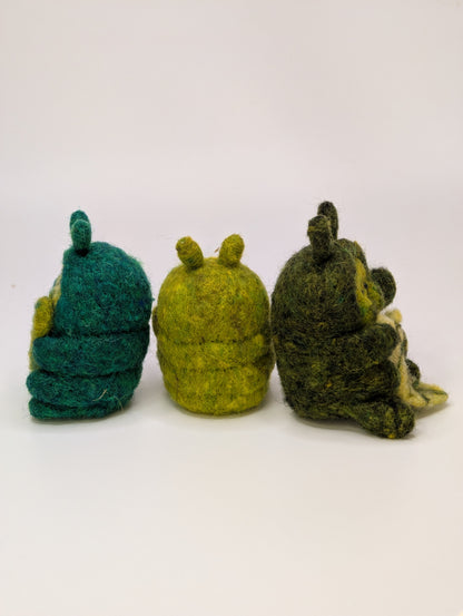 Cute Needle Felted Munchin' Caterpillar Figurine (Made To Order)