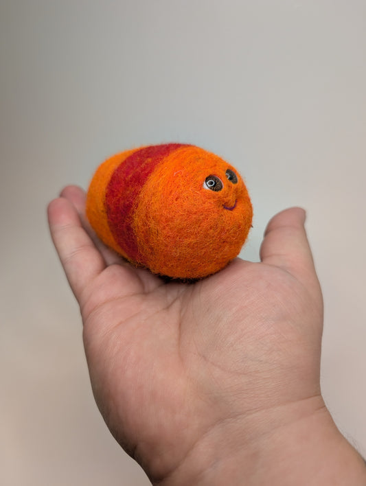 Needle Felted Orange Worm