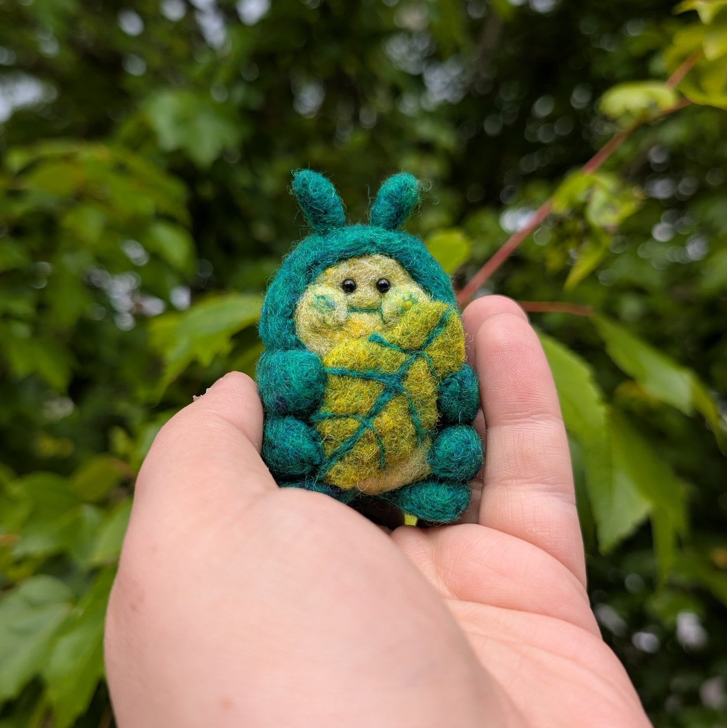 Cute Needle Felted Munchin' Caterpillar Figurine (Made To Order)
