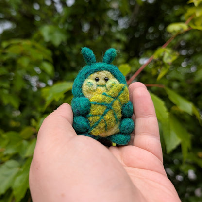 Cute Needle Felted Munchin' Caterpillar Figurine (Made To Order)