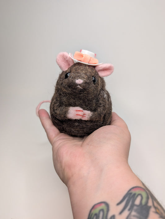 Needle Felted Cowgirl Rat