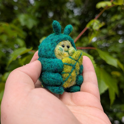 Cute Needle Felted Munchin' Caterpillar Figurine (Made To Order)