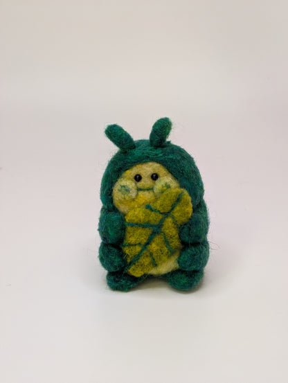 Cute Needle Felted Munchin' Caterpillar Figurine (Made To Order)