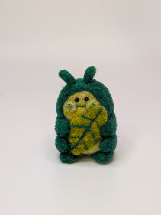 Cute Needle Felted Munchin' Caterpillar Figurine (Made To Order)