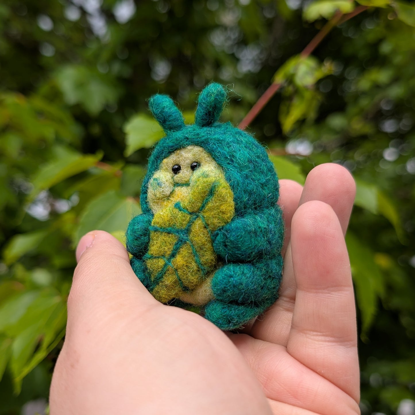 Cute Needle Felted Munchin' Caterpillar Figurine (Made To Order)