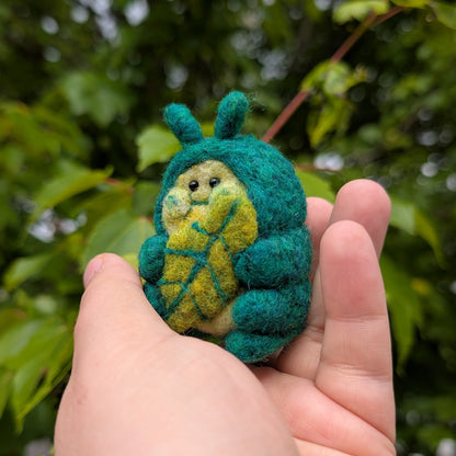 Cute Needle Felted Munchin' Caterpillar Figurine (Made To Order)