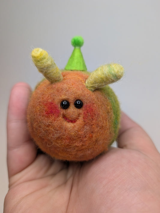 Needle Felted Very Hungry Green Worm